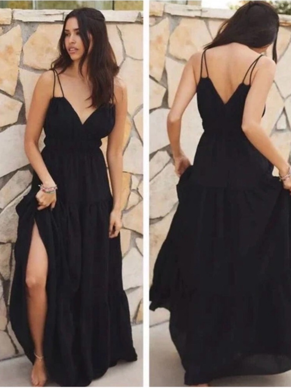 Anthropologie Hutch Tiered V-Neck Maxi Dress